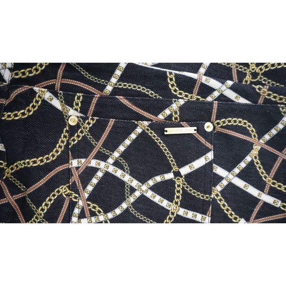 Michael Kors Women's Sz 3X Black/Bone Gold Chain Logo Print Stretch Leggings $78 - Picture 7 of 13